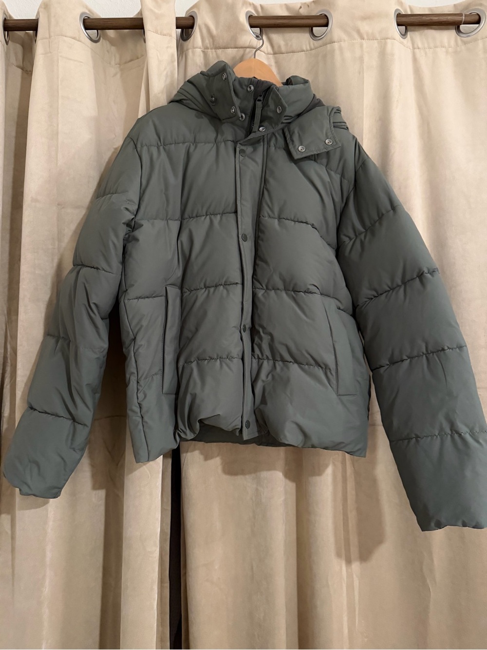 Abercrombie & Fitch Olive Green Hooded Puffer Jacket